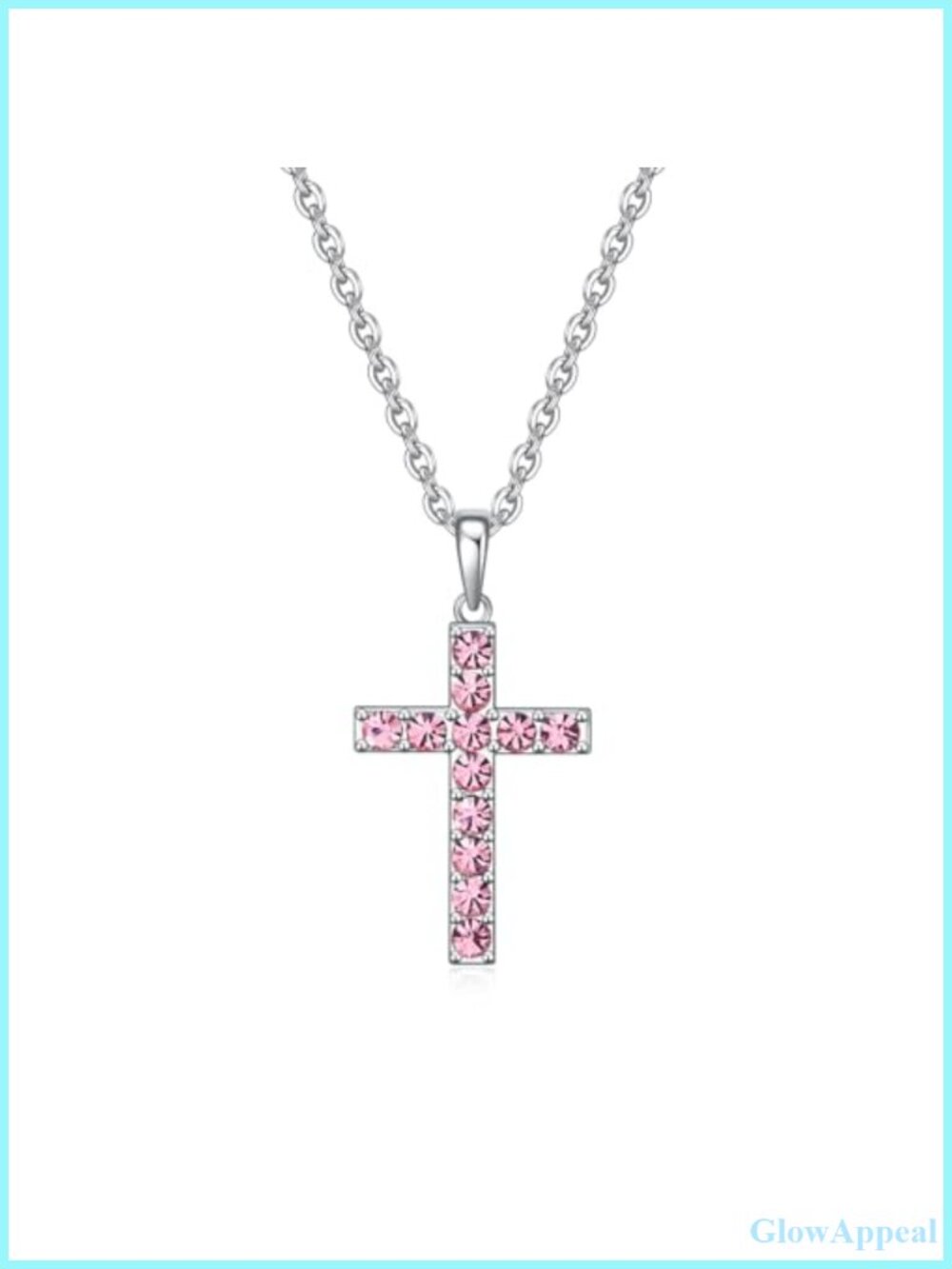 Birthstone Cross Necklace Silver Plated Copper Adjustable 16+2 Inch